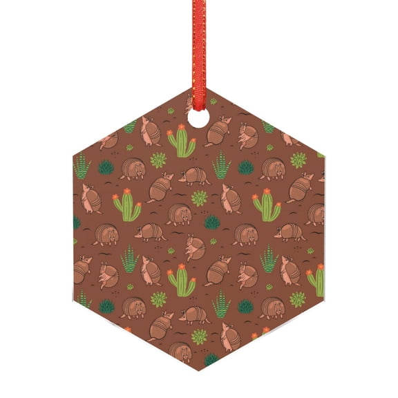 Hirioo Cute Armadillos for Acrylic Christmas Pendant Hanging Christmas Tree Ornaments, Car, Home, Office Gift Decor-Hexagon