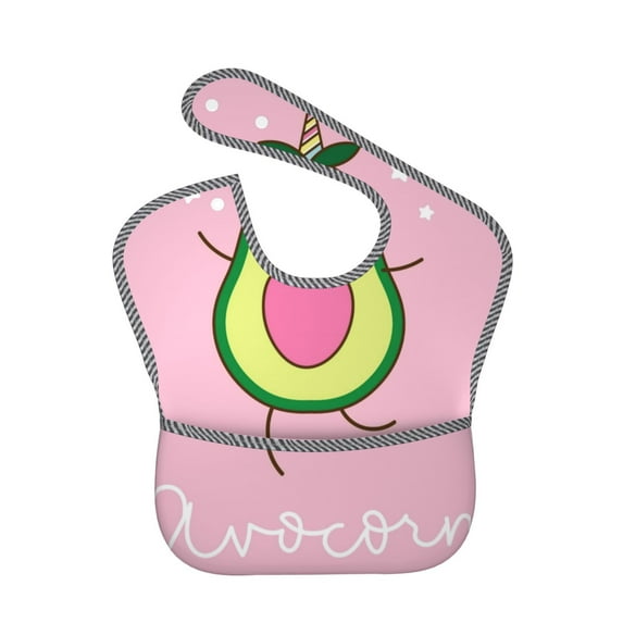 Hirioo Cute Avocado for Baby Waterproof Pocket Bib Adjustable Closed for Babies Toddlers with Large Pocket 6-24Months