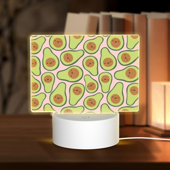Hirioo Cute Avocado for Rectangular Acrylic with Night Light Best Gifts for Lover Girl Mom, Valentine's Day Anniversary Birthday Wedding Present