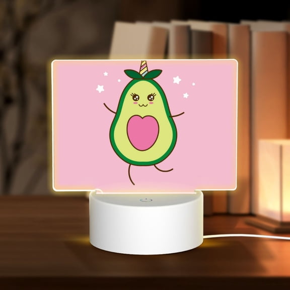 Hirioo Cute Avocado for Rectangular Acrylic with Night Light Best Gifts for Lover Girl Mom, Valentine's Day Anniversary Birthday Wedding Present