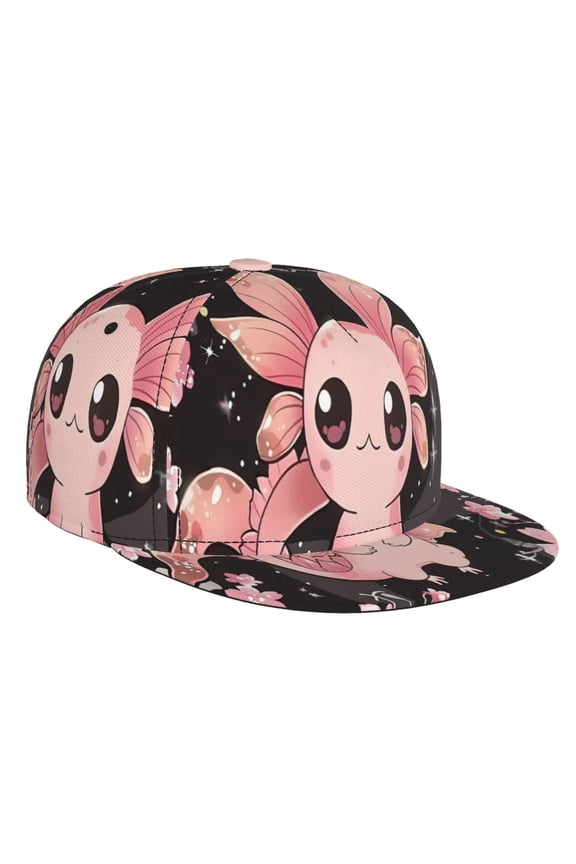 Cute Axolotl Sakura Blossoms B for Baseball Cap Men Cap Flat Brim for Men Women Teens Adjustable Baseball Cap