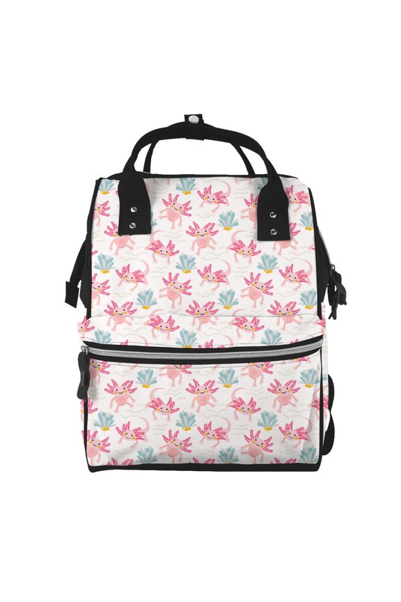 Cute Axolotl for Mummy Diaper Bag Backpack Diaper Bag Backpack for Moms and Dads Unisex Shoulder Bags Travel Hiking Outdoor Pack