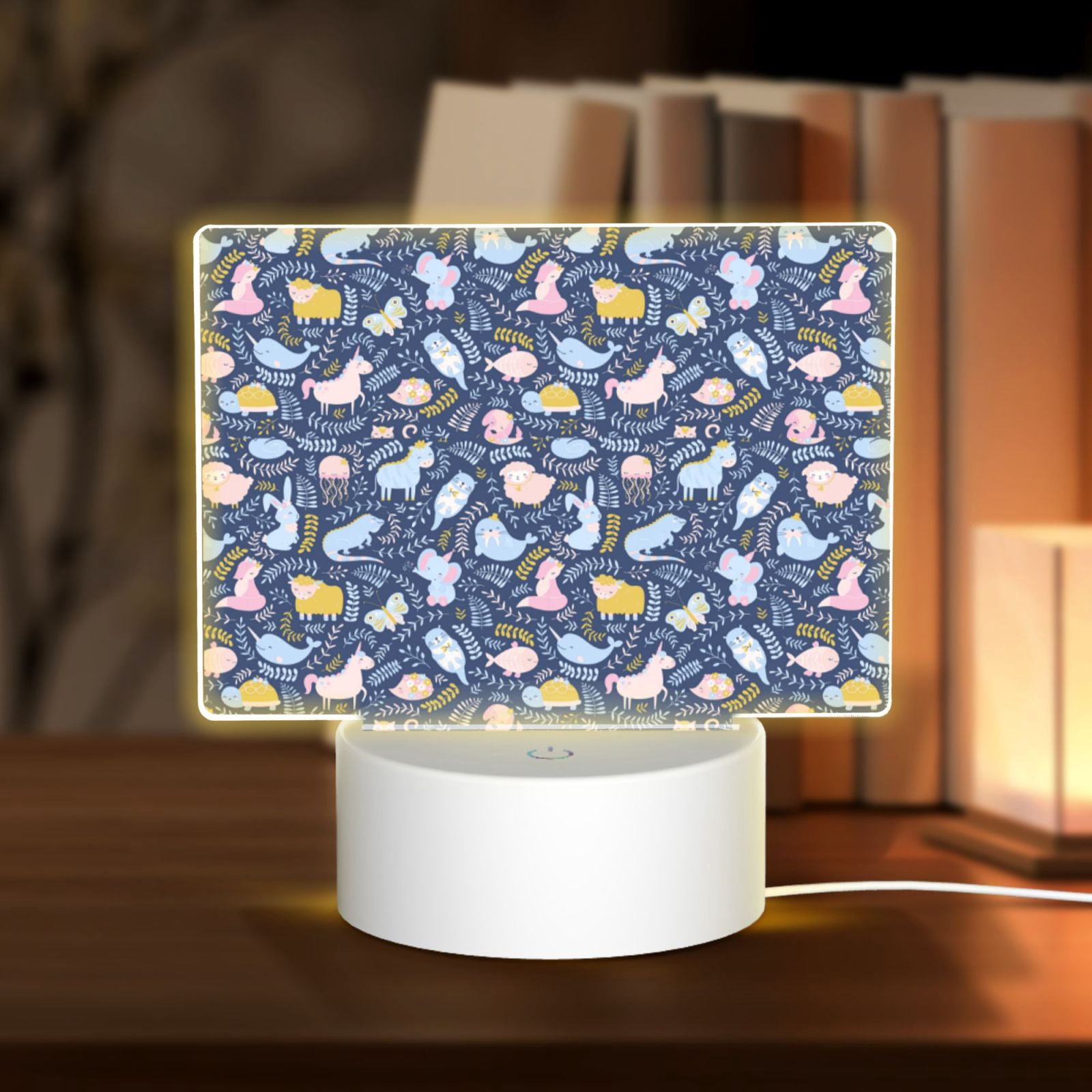 Hirioo Cute Baby Animals for Rectangular Acrylic with Night Light Best Gifts for Lover Girl Mom, Valentine's Day Anniversary Birthday Wedding Present