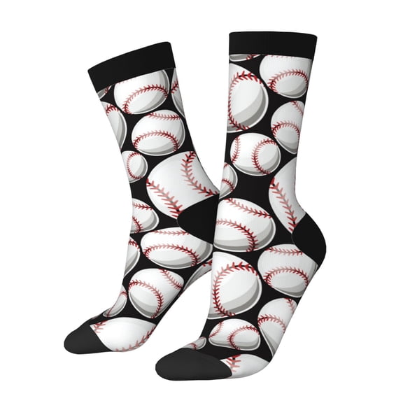 Hirioo Cute Baseball Pattern Adult Middle Tube Socks Breathable Sock Non-Pilling,Contrasting Color Design