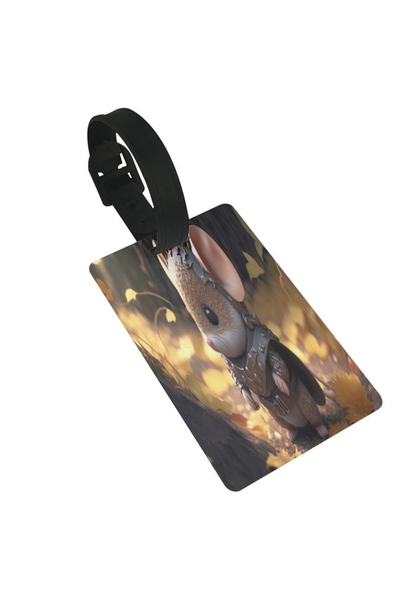 Cute Big-Eared Mouse for Luggage ID Tag with Adjustable Strap Travel Baggage Bag Tags Suitcase Identify Labels for Women Men