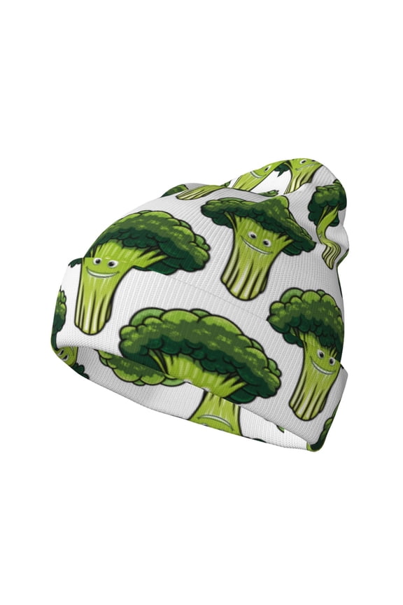 Cute Broccoli for Men's Knit Cuffed Beanie for Outdoor Activities Unisex