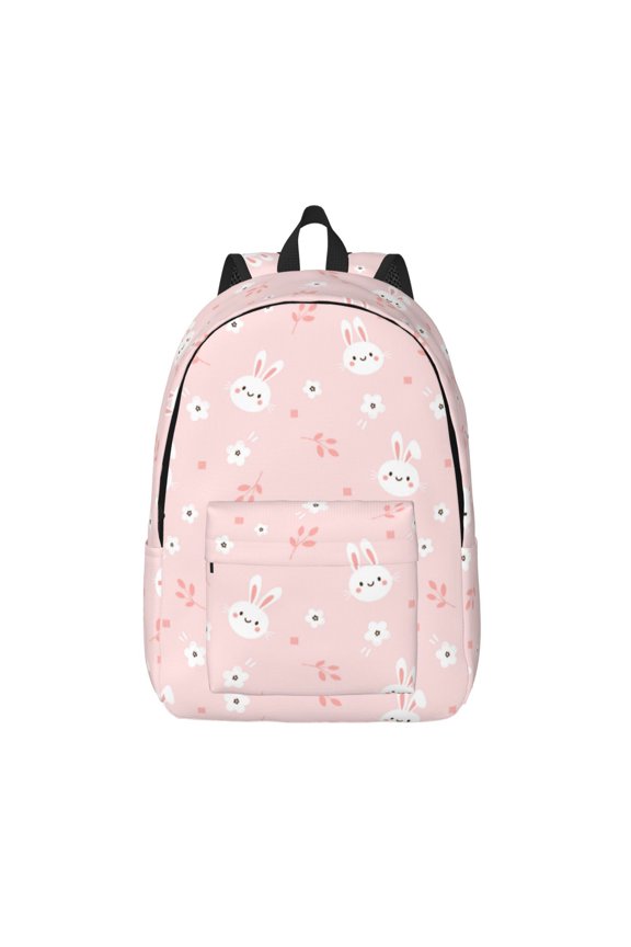 Cute Bunny Canvas Backpack, Durable Travel Backpack with Multiple Compartments,Large Capacity, Backpack for School, Hiking, Work