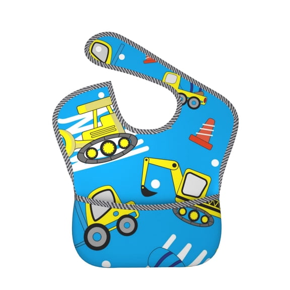 Hirioo Cute Car Cartoon for Baby Waterproof Pocket Bib Adjustable Closed for Babies Toddlers with Large Pocket 6-24Months