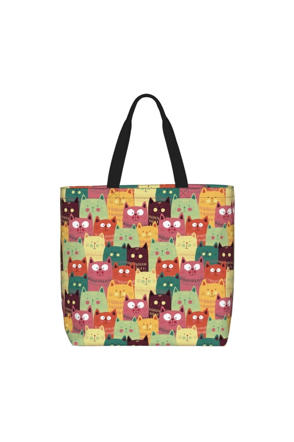 Cute Cartoon Cat for Tote Bag for Women, Quilted Shoulder Bag with Zipper, Large Capacity Handbags for Casual, Travel, Work