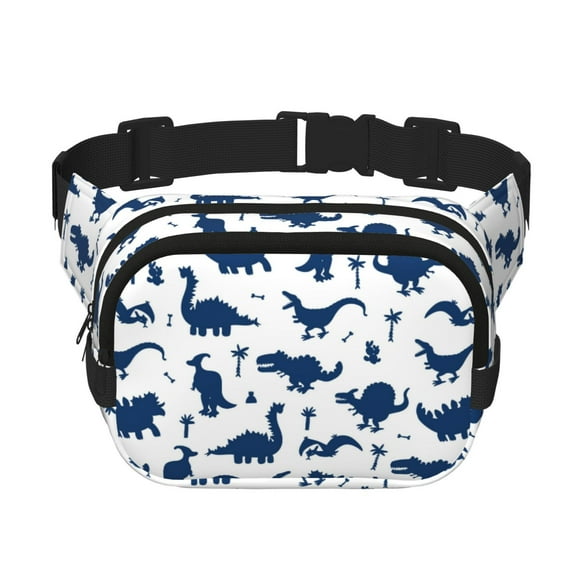 Hirioo Cute Cartoon Dinosaurs for Double Layer Waist Bag Adjustable Fanny Pack For Travel Running Hiking