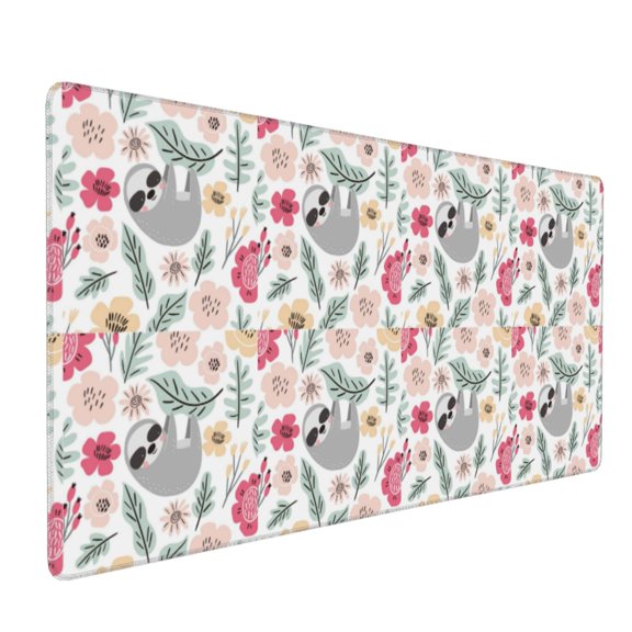 Hirioo Cute Cartoon Sloth for Mouse Pad ,Anti-Slip Base, Durable Stitched Edges, Perfect for Gaming, Office, and Home Use,16x35.5in