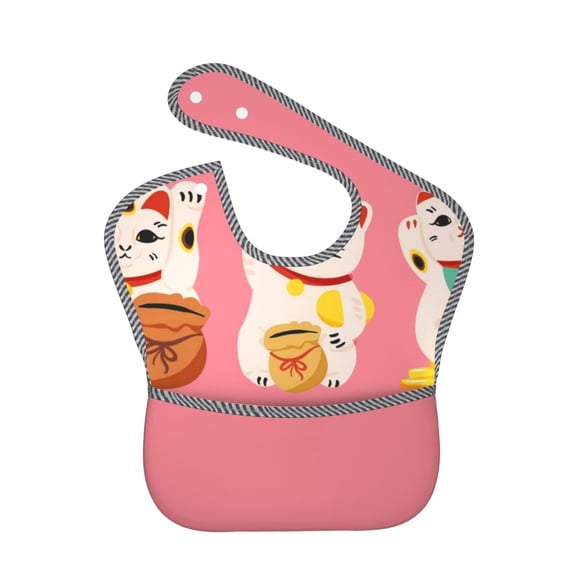 Hirioo Cute Cat for Baby Waterproof Pocket Bib Adjustable Closed for Babies Toddlers with Large Pocket 6-24Months