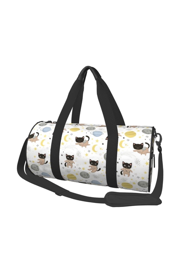 Cute Cat for Round Large Capacity Travel Luggage Bag Weekend Getaway Bag for Gym Beach Swim Bag Men Women