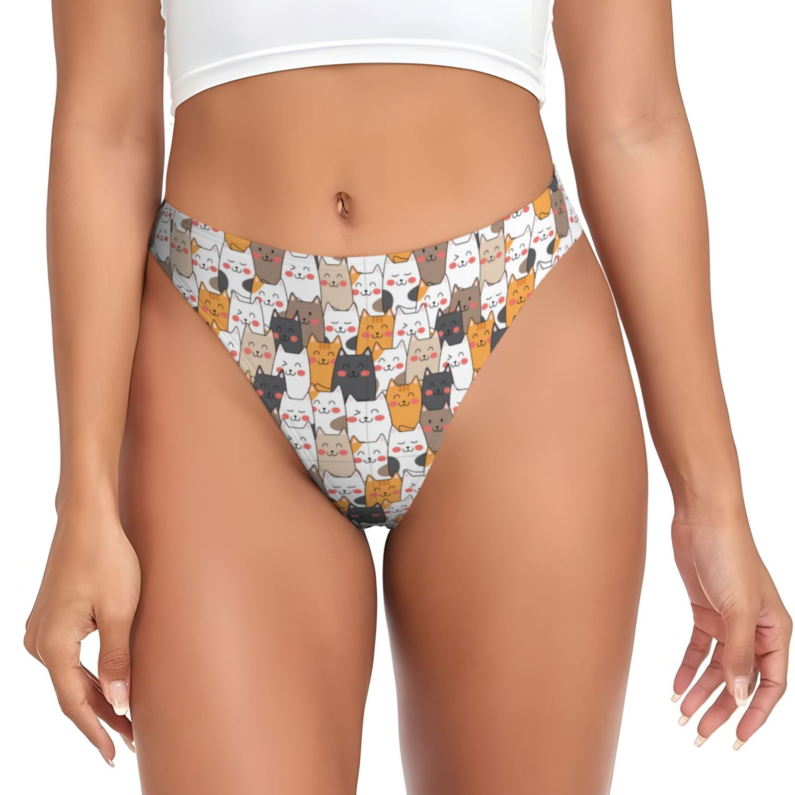 Hirioo Cute Cats for G-String Thongs for Women Sexy Seamless Low Rise G ...
