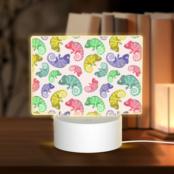 Hirioo Cute Chameleons for Rectangular Acrylic with Night Light Best Gifts for Lover Girl Mom, Valentine's Day Anniversary Birthday Wedding Present