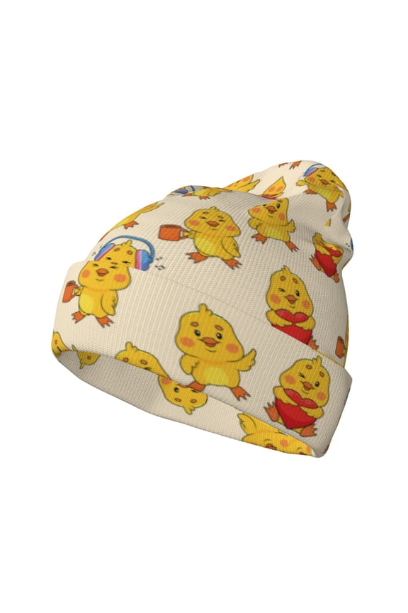 Cute Chicken for Men's Knit Cuffed Beanie for Outdoor Activities Unisex