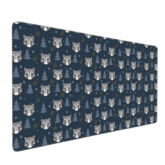 Hirioo Cute Christmas Tree Raccoon for Mouse Pad ,Anti-Slip Base, Durable Stitched Edges, Perfect for Gaming, Office, and Home Use,16x35.5in