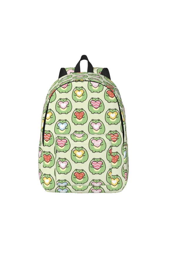 Cute Chubby Frog Canvas Backpack, Durable Travel Backpack with Multiple Compartments,Large Capacity, Backpack for School, Hiking, Work