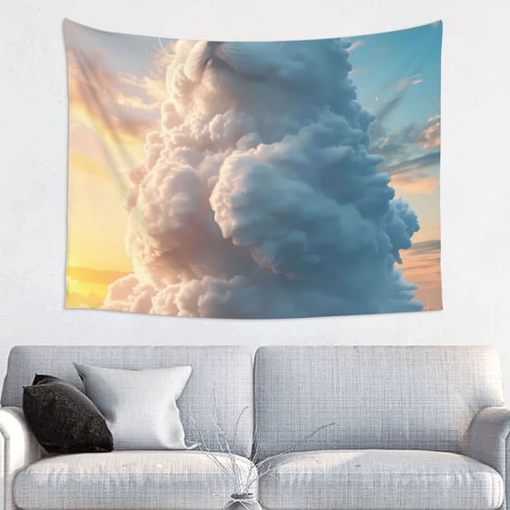 Hirioo Cute Cloud Cat Print Tapestry Lightweight Fabric for Bedroom Aesthetic Home Wall Dorm Dcor Living Room Decor 29x37 Inch