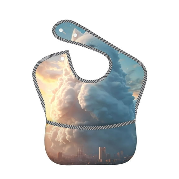 Hirioo Cute Cloud Cat for Baby Waterproof Pocket Bib Adjustable Closed for Babies Toddlers with Large Pocket 6-24Months