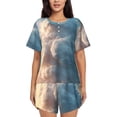 thumbnail image 1 of Hirioo Cute Cloud Cat for Women's 2 Piece Short-Sleeved Pajama PJ Sets for Women Shorts with Pockets Womens Lounge Set-Medium, 1 of 6