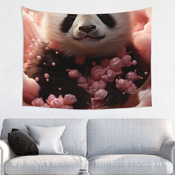 Hirioo Cute Cloud Panda Print Tapestry Lightweight Fabric for Bedroom Aesthetic Home Wall Dorm Dcor Living Room Decor 29x37 Inch