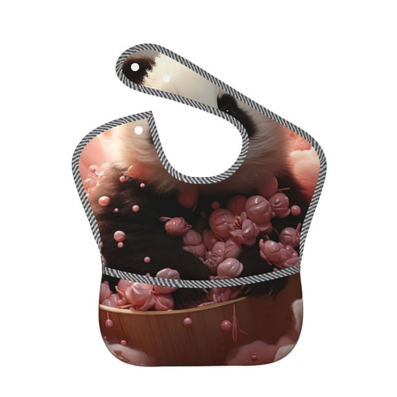 Hirioo Cute Cloud Panda for Baby Waterproof Pocket Bib Adjustable Closed for Babies Toddlers with Large Pocket 6-24Months