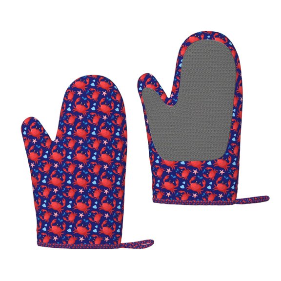 Hirioo Cute Crabs for Silicone Oven Mitts for BBQ, Baking, Cooking, Set of 2, Heat Resistant 260, Non-Slip Kitchen Essentials