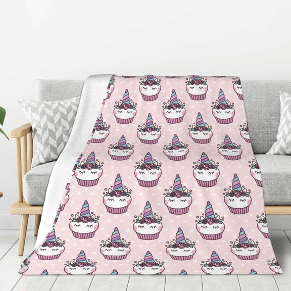 Hirioo Cute Cupcake for Flannel Blanket, Cozy and Warm Throw for Bed or Couch ,Perfect for All Seasons-40"x30"