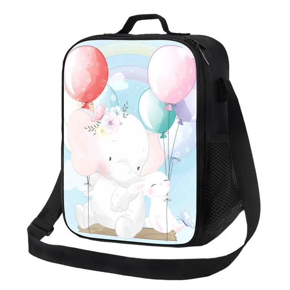 Hirioo Cute Elephant for Insulated Lunch Bag with Adjustable Shoulder Strap for Work, School, Travel and Picnics, Leakproof and Eco-Friendly