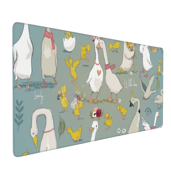 Hirioo Cute Farm Birds for Mouse Pad ,Anti-Slip Base, Durable Stitched Edges, Perfect for Gaming, Office, and Home Use,16x35.5in