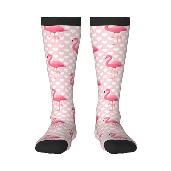 Hirioo Cute Flamingo with Heart for Adult Stockings Breathable Sock Non-Pilling,Contrasting Color Design