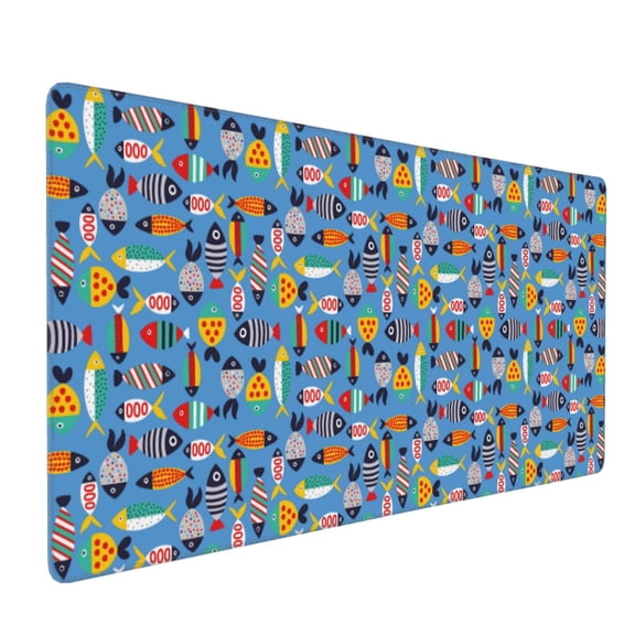 Hirioo Cute Flat Fish for Mouse Pad ,Anti-Slip Base, Durable Stitched Edges, Perfect for Gaming, Office, and Home Use,16x35.5in