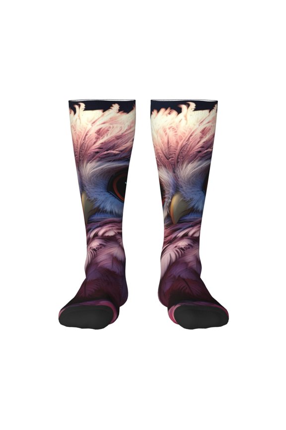 Cute Flower Owl for Adult Stockings Breathable Sock Non-Pilling,Contrasting Color Design