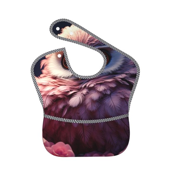 Hirioo Cute Flower Owl for Baby Waterproof Pocket Bib Adjustable Closed for Babies Toddlers with Large Pocket 6-24Months