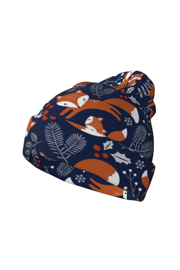 Cute Foxes for Men's Knit Cuffed Beanie for Outdoor Activities Unisex