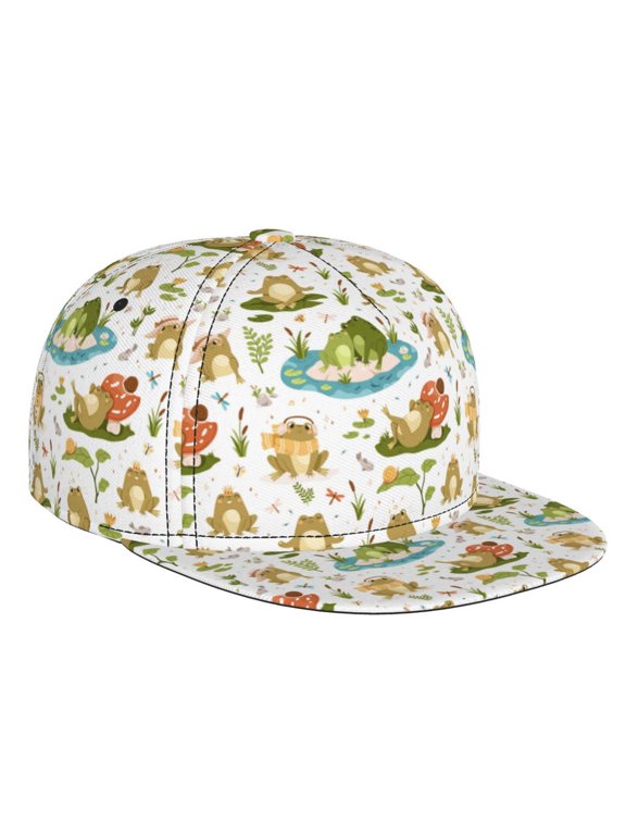 Cute Frog for Baseball Cap Men Cap Flat Brim for Men Women Teens Adjustable Baseball Cap