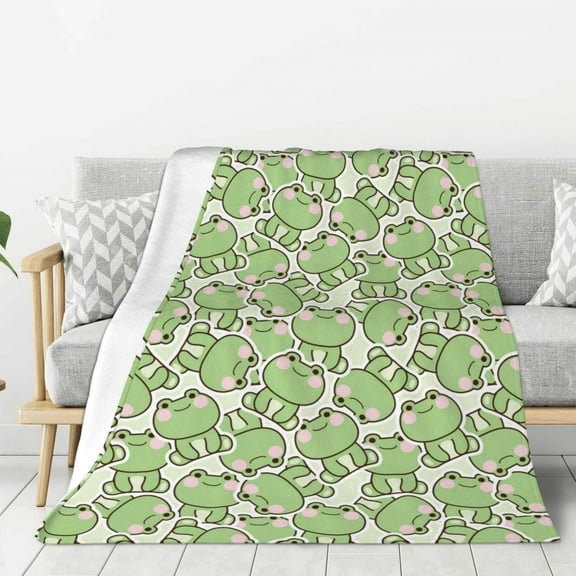 Hirioo Cute Frog for Flannel Blanket, Cozy and Warm Throw for Bed or Couch ,Perfect for All Seasons-60"x50"