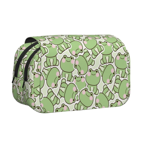 Hirioo Cute Frog for Large Grid Mesh Pencil Case with Zipper Stationery Organizer Case