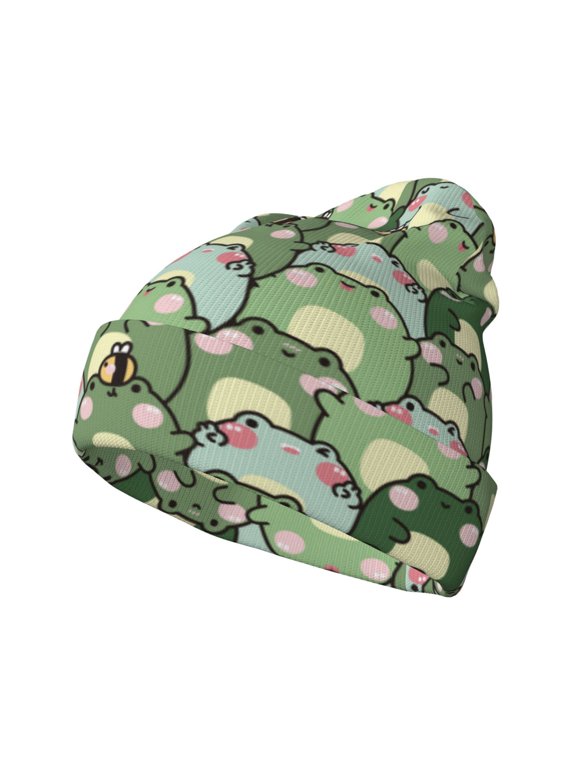 Cute Frog for Men's Knit Cuffed Beanie for Outdoor Activities Unisex