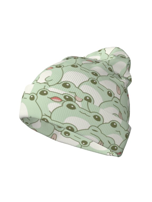 Cute Frog for Men's Knit Cuffed Beanie for Outdoor Activities Unisex