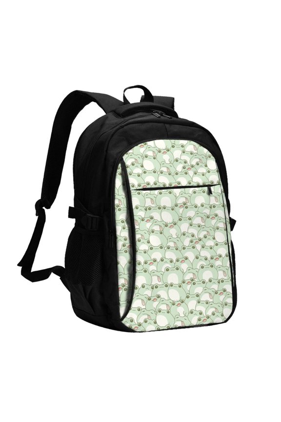 Cute Frog for Travel Laptop Backpack with USB Charging Port for Men and Women
