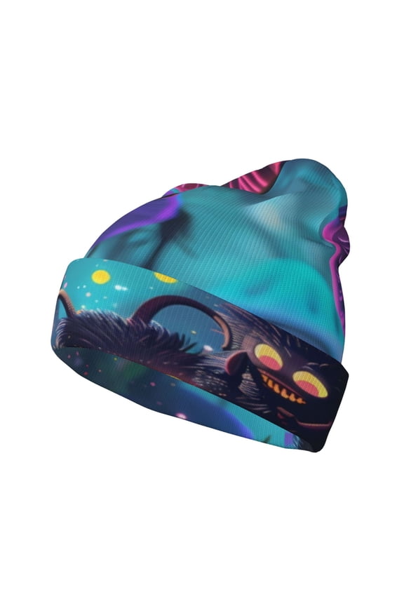 Cute Fuzzy Fantasy Creatures for Men's Knit Cuffed Beanie for Outdoor Activities Unisex