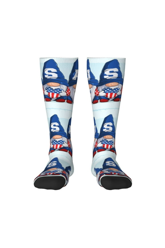 Cute Gnomes in USA for Adult Stockings Breathable Sock Non-Pilling,Contrasting Color Design