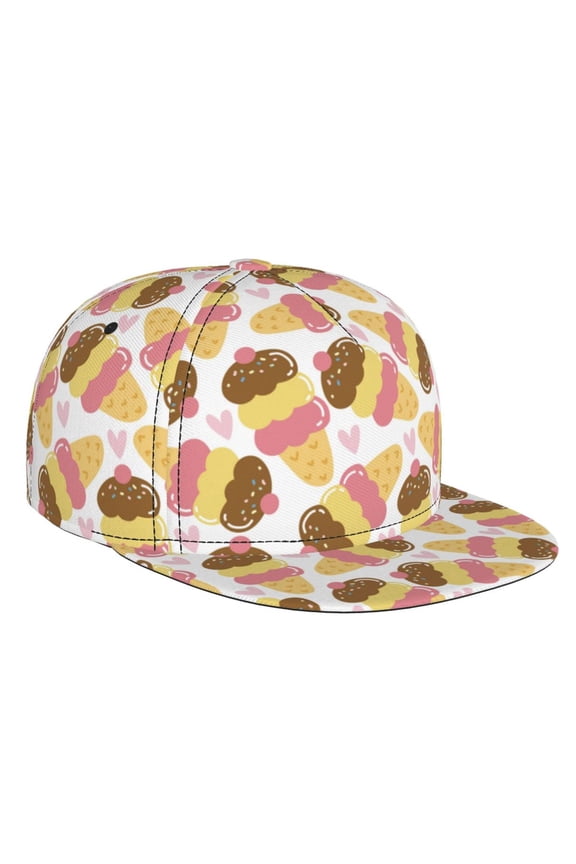 Cute Ice Cream for Baseball Cap Men Cap Flat Brim for Men Women Teens Adjustable Baseball Cap