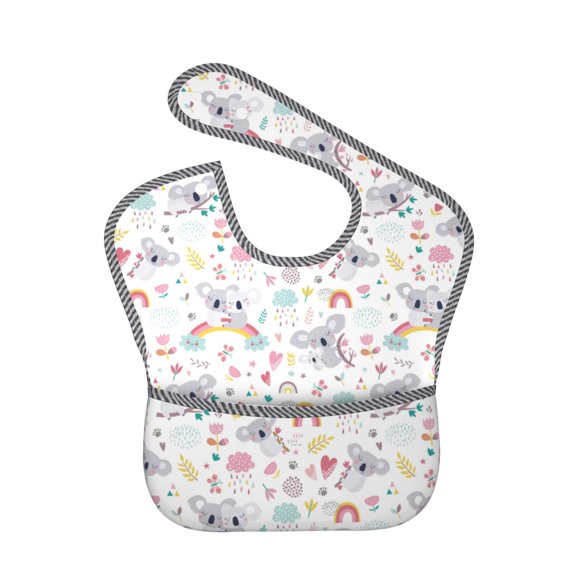 Hirioo Cute Koala for Baby Waterproof Pocket Bib Adjustable Closed for Babies Toddlers with Large Pocket 6-24Months