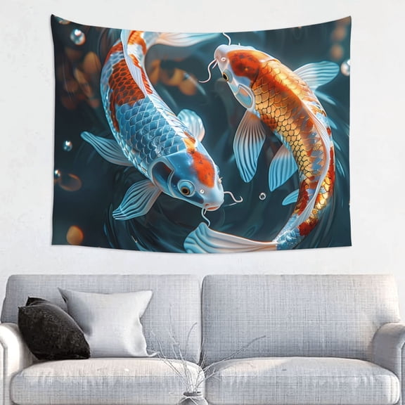 Hirioo Cute Koi Fish Serenity Print Tapestry Lightweight Fabric for Bedroom Aesthetic Home Wall Dorm Dcor Living Room Decor 29x37 Inch