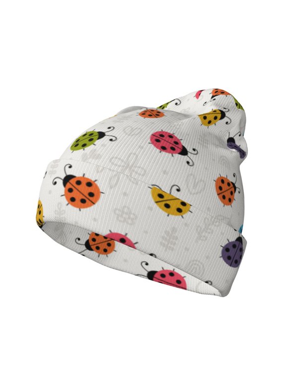 Cute Ladybugs for Men's Knit Cuffed Beanie for Outdoor Activities Unisex