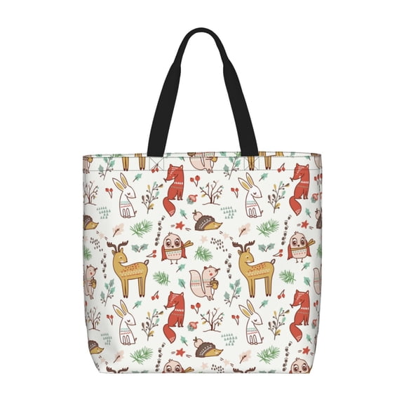 Hirioo Cute Little Animals for Tote Bag for Women, Quilted Shoulder Bag with Zipper, Large Capacity Handbags for Casual, Travel, Work