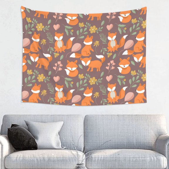 Hirioo Cute Little Fox Print Tapestry Lightweight Fabric for Bedroom Aesthetic Home Wall Dorm Dcor Living Room Decor 29x37 Inch